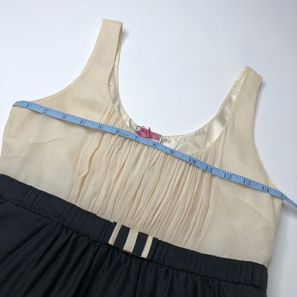 Anthropologie Yoana Baraschi Silk Black Cream Satin Ruffle Retro Cocktail - Picture 14 of 16